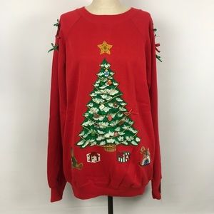 Vintage Hanes Christmas Ugly Sweater Red NWT